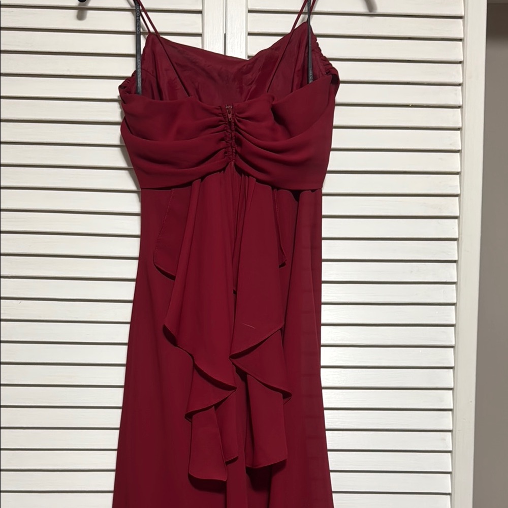 Elegant Burgundy Spaghetti Strap Dress - Picture 3 of 4
